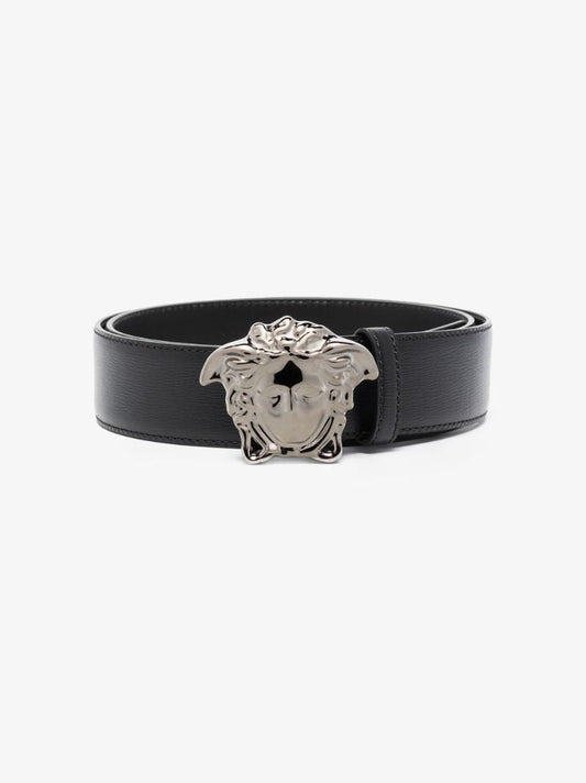 Black Medusa Buckle Leather Belt