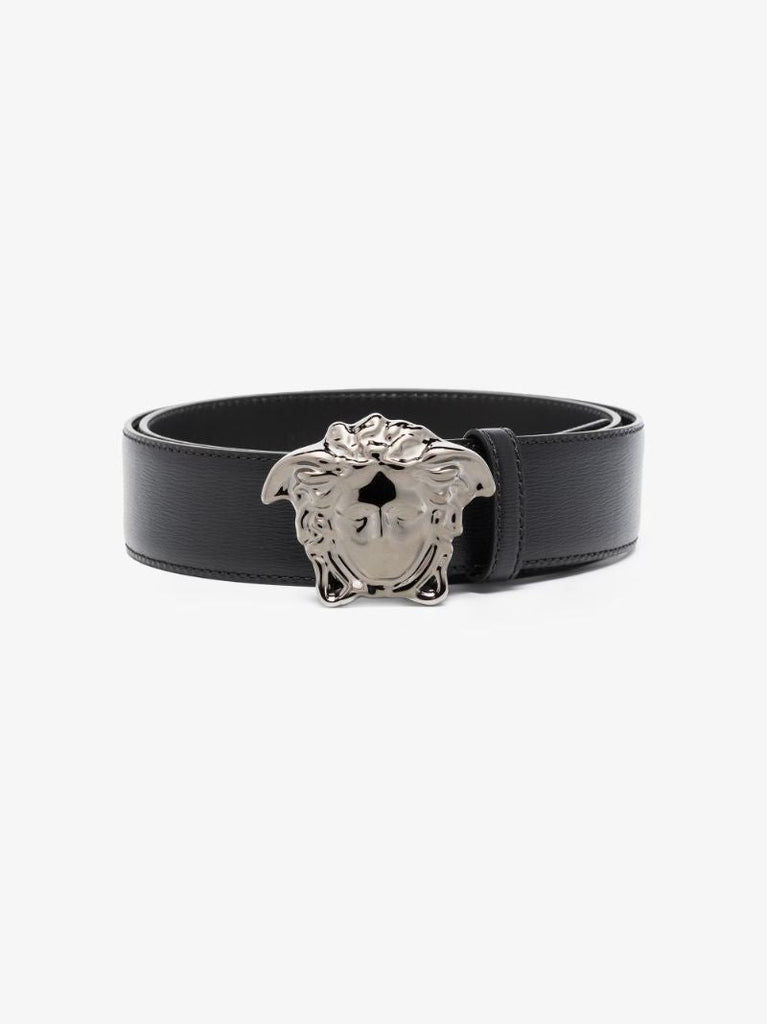 Black Medusa Buckle Leather Belt