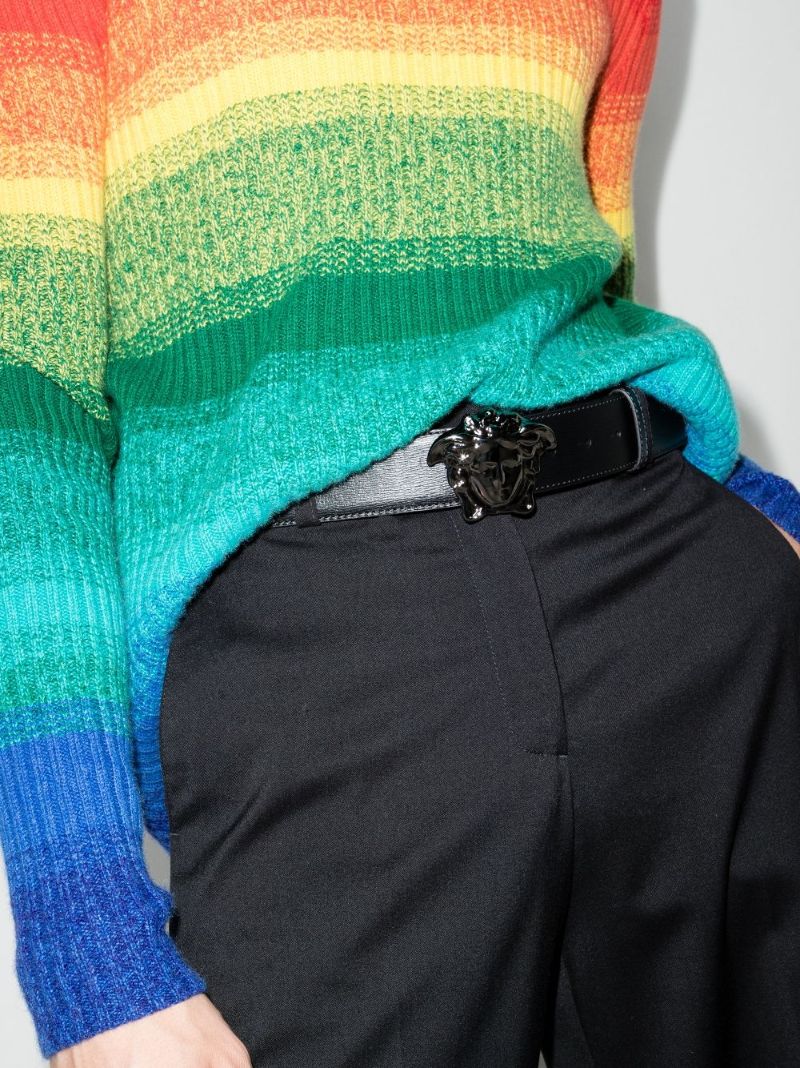 Black Medusa Buckle Leather Belt