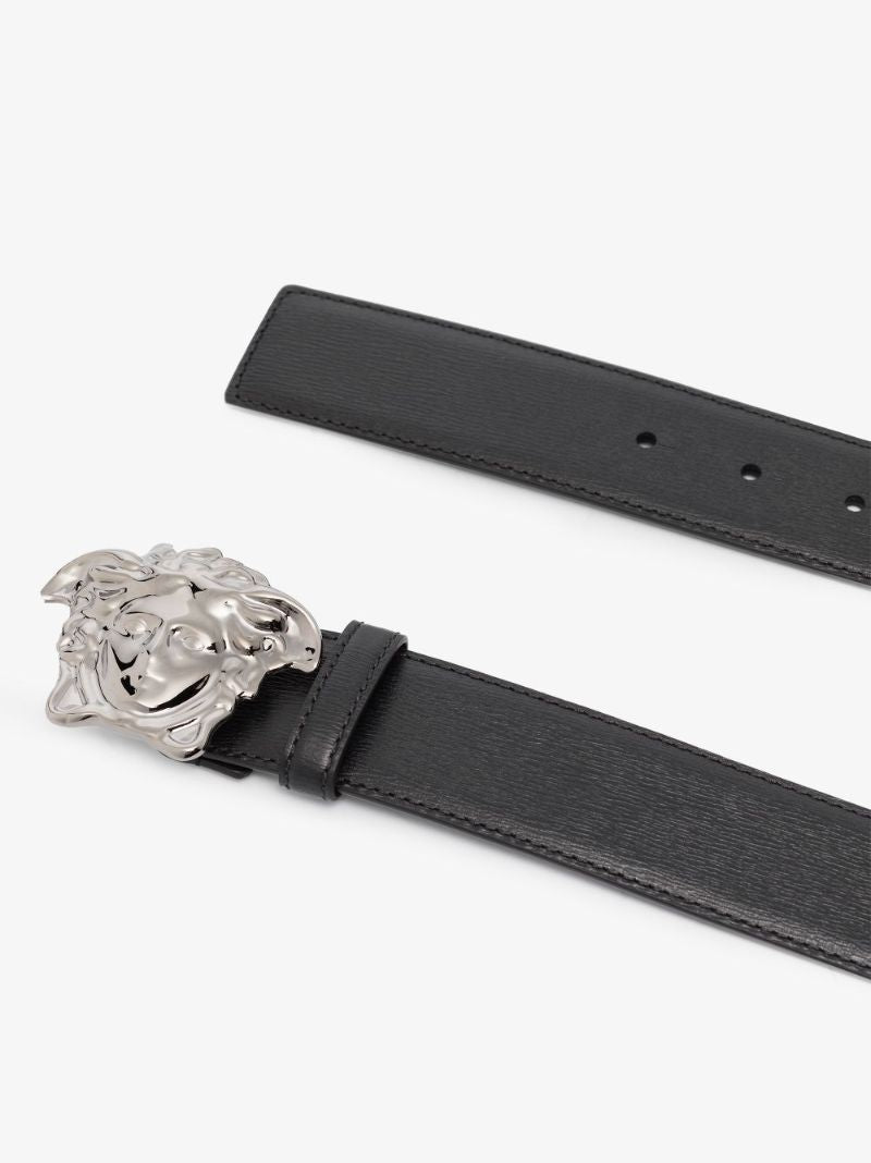 Black Medusa Buckle Leather Belt