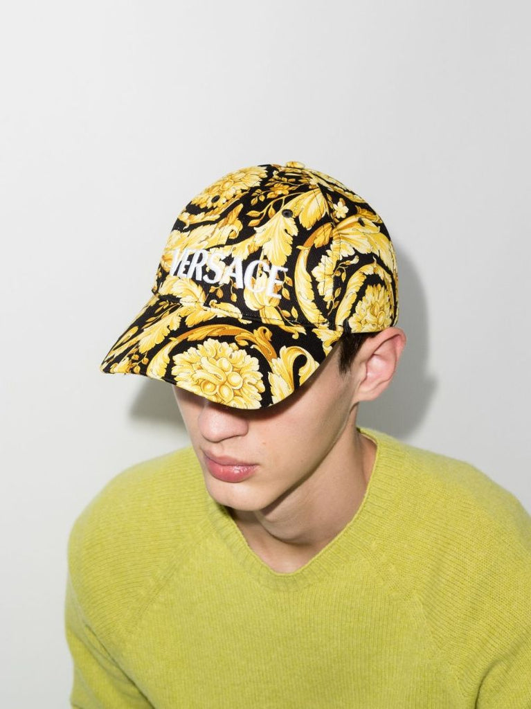 Black and Yellow Baroque Print Baseball Cap