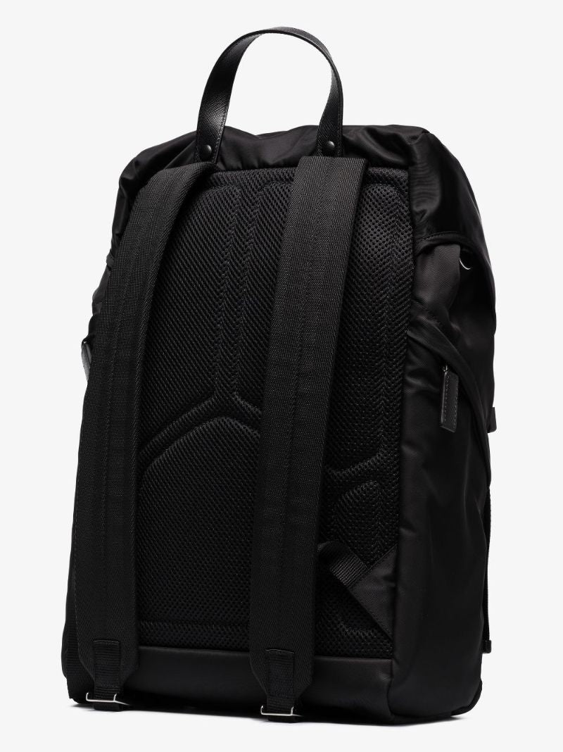 Black Re-nylon Logo Plaque Backpack