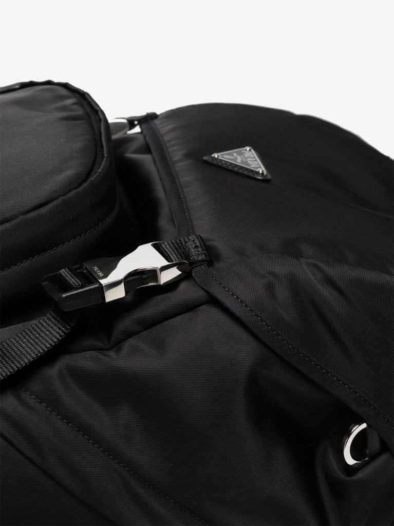Black Re-nylon Logo Plaque Backpack