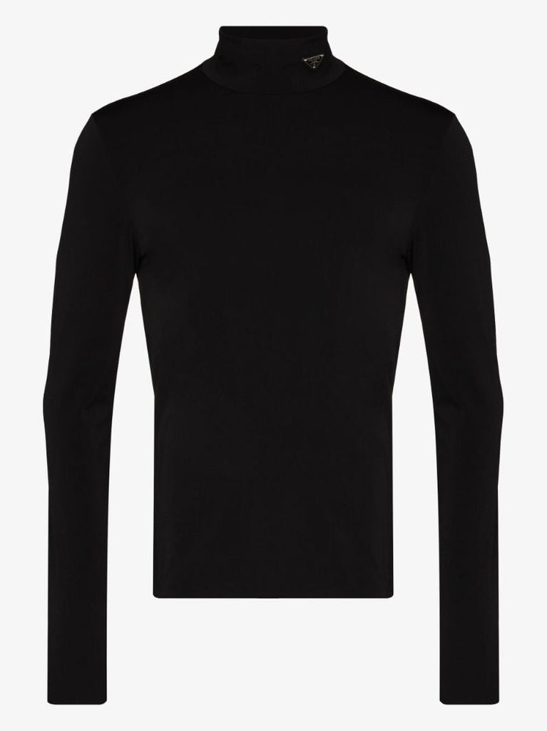 Logo Plaque Turtleneck Top