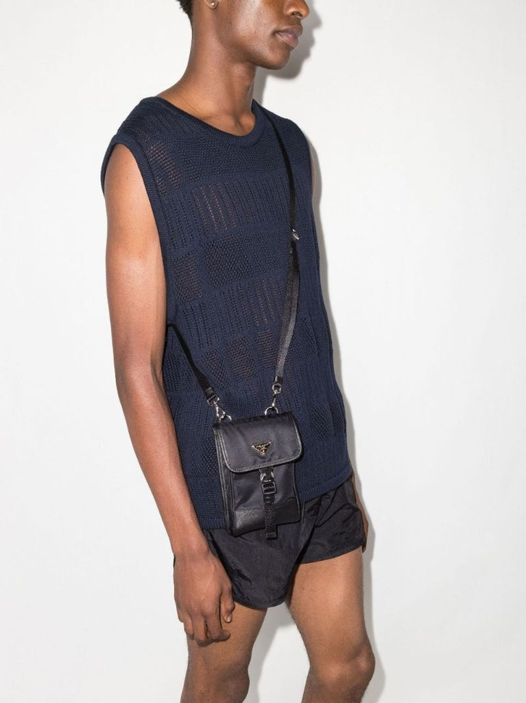 Black Re-nylon Cross Body Bag