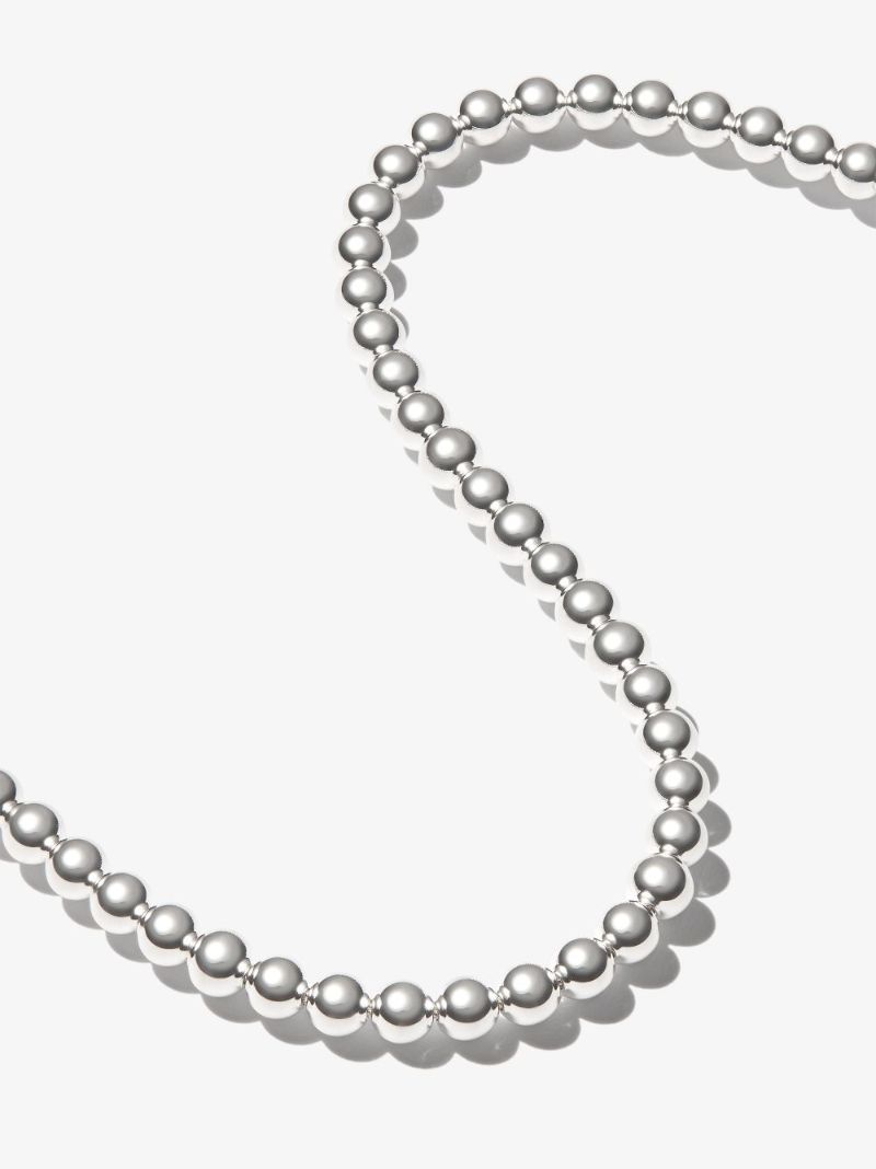 Sterling Silver Le 51g Polished Bead Necklace