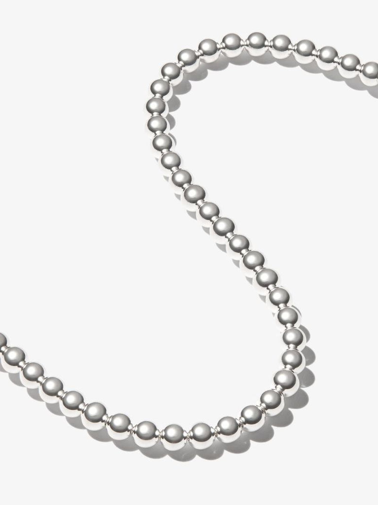 Sterling Silver Le 51g Polished Bead Necklace
