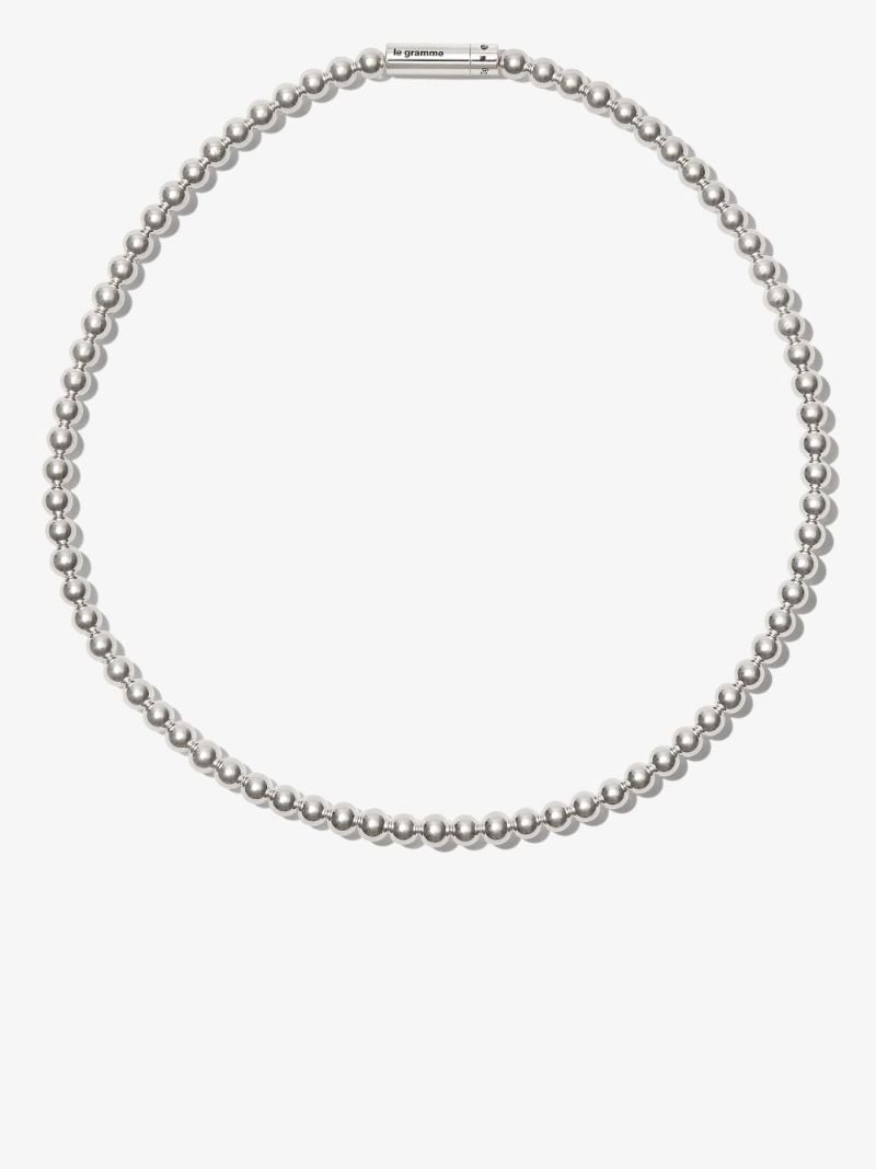 Sterling Silver Le 51g Polished Bead Necklace