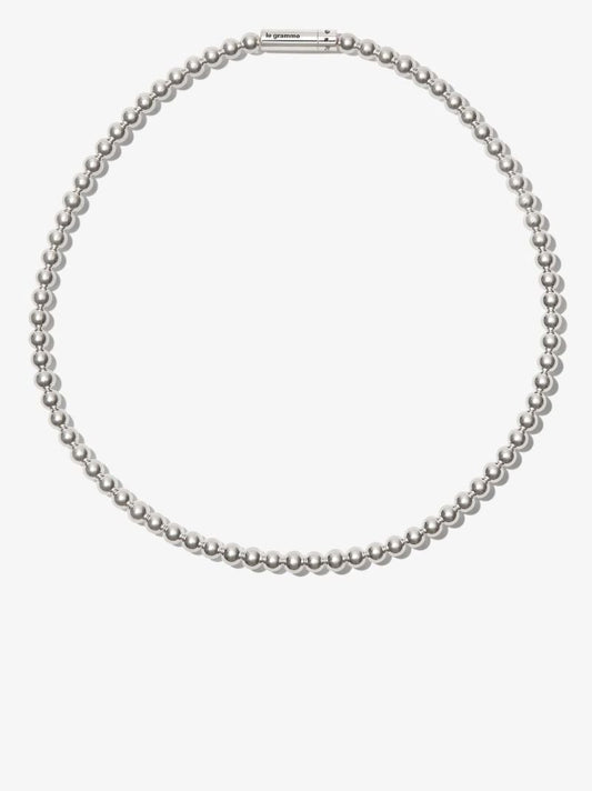 Sterling Silver Le 51g Polished Bead Necklace