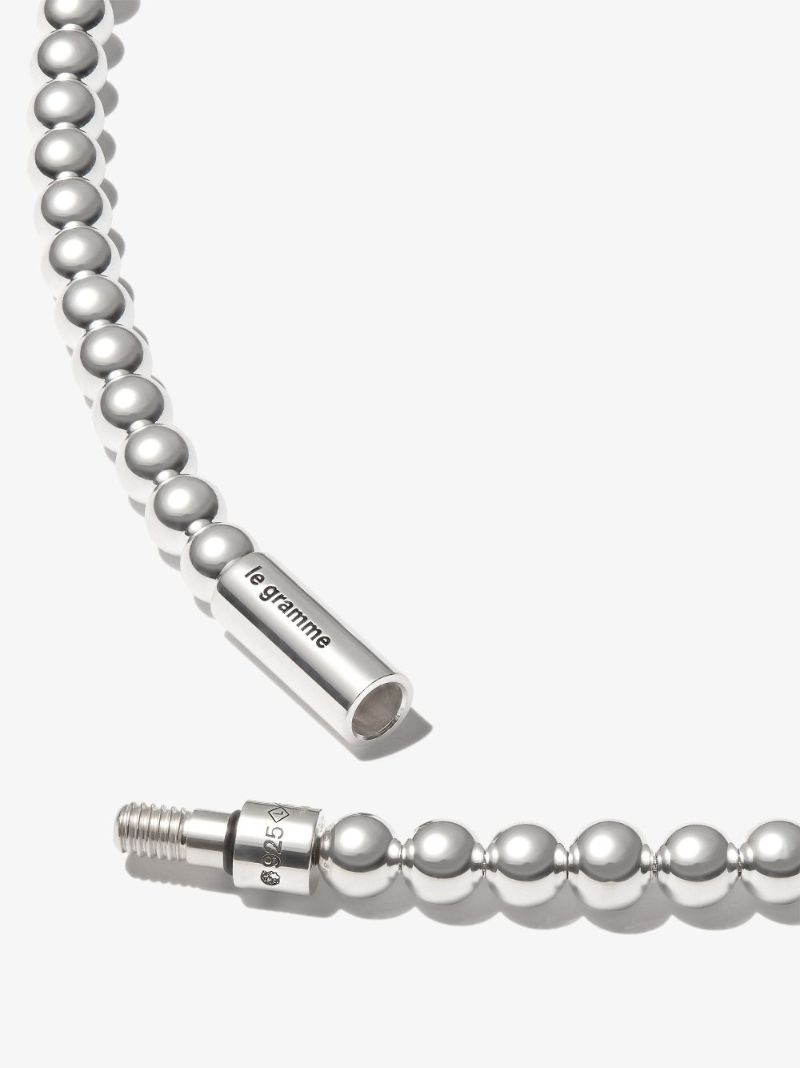 Sterling Silver Le 51g Polished Bead Necklace