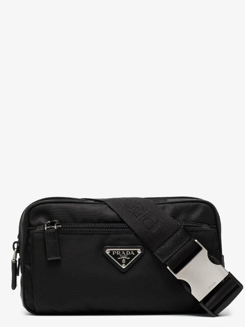 Black Re-nylon Logo Cross Body Bag