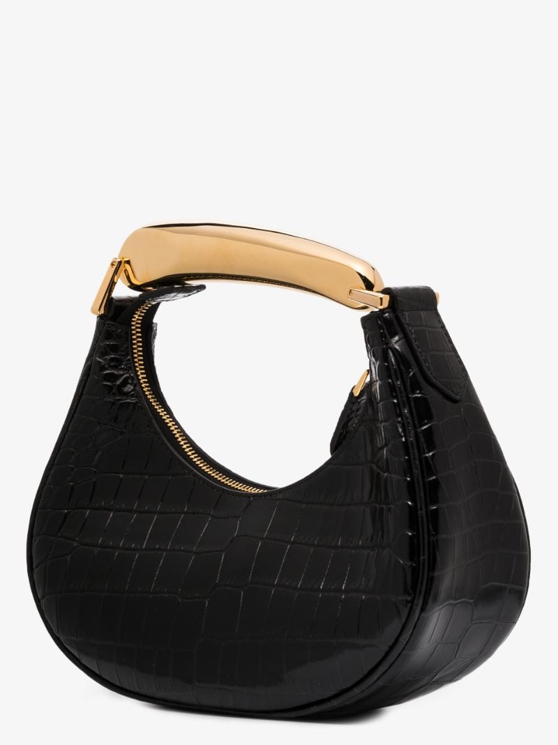 Black Bianca Mini Mock Croc Leather Shoulder Bag