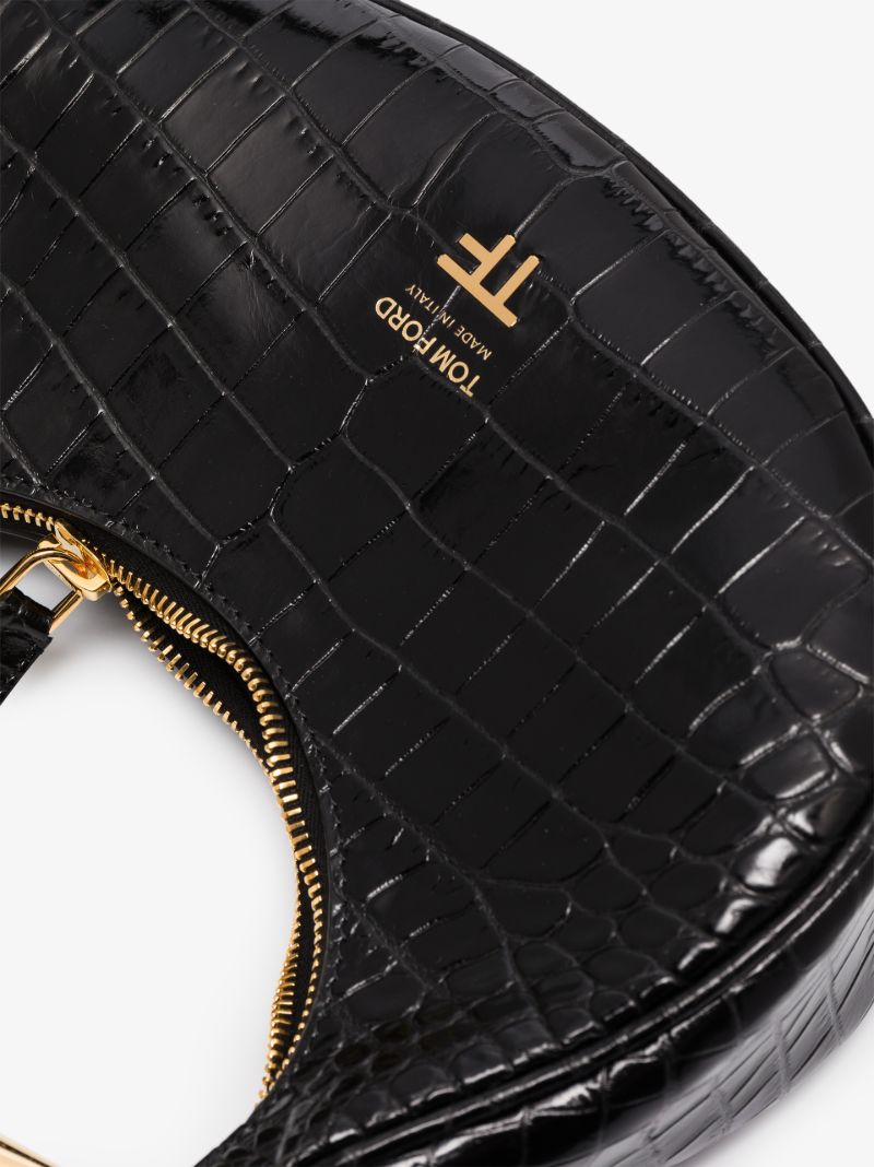 Black Bianca Mini Mock Croc Leather Shoulder Bag