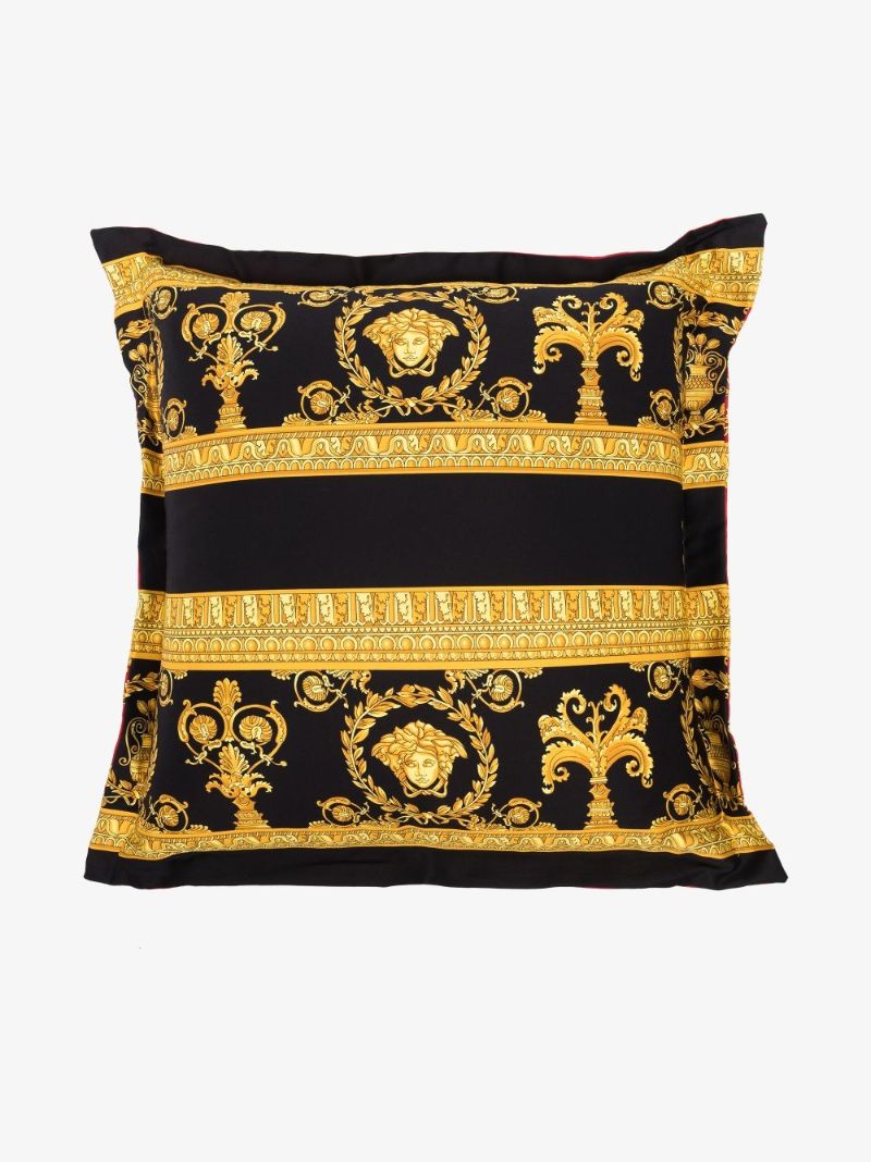 Black and Red I Love Baroque Print Reversible Cushion
