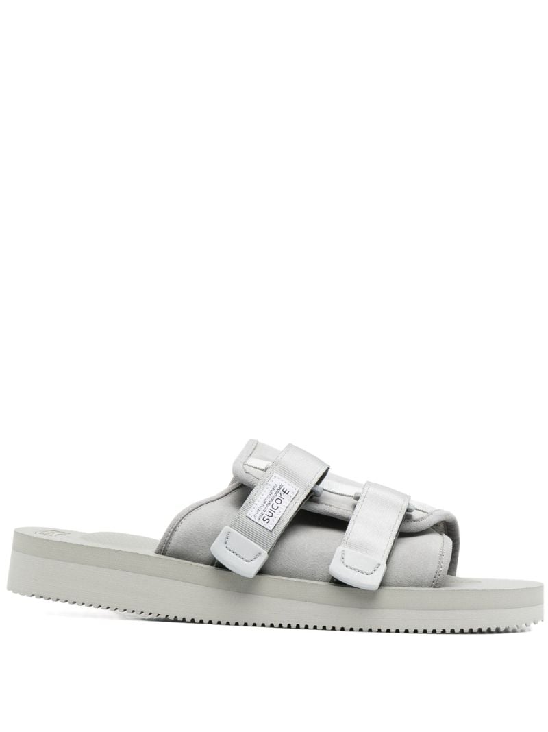 Grey Moto Webbing Double Strap Sandals