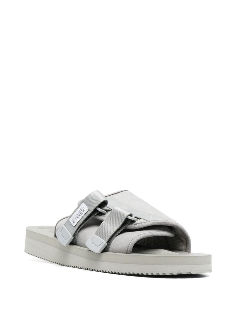 Grey Moto Webbing Double Strap Sandals