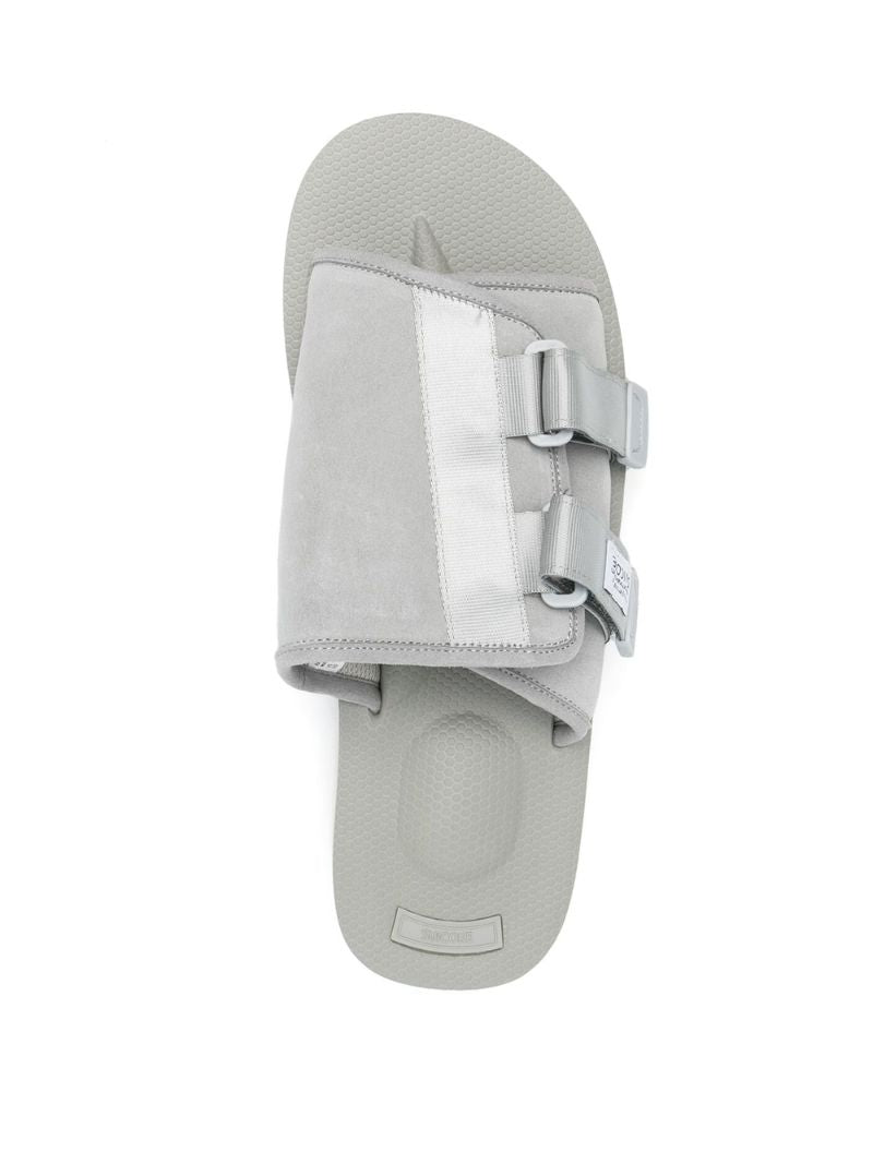 Grey Moto Webbing Double Strap Sandals