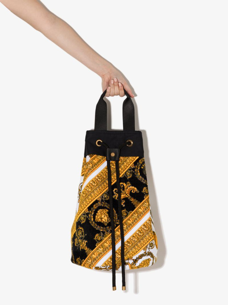 Black Baroque Print Beach Bag