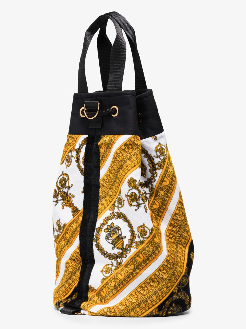 Black Baroque Print Beach Bag