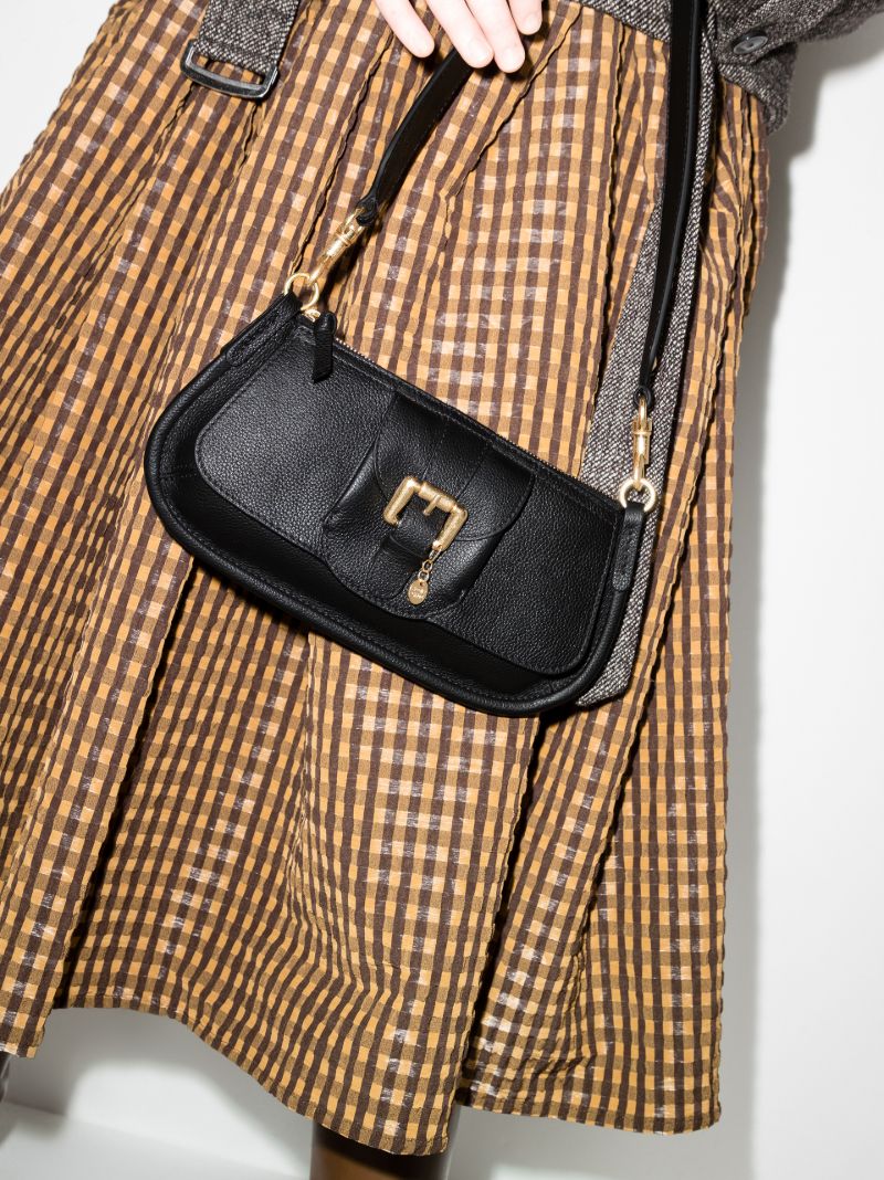 Black Lesly Grained Leather Shoulder Bag
