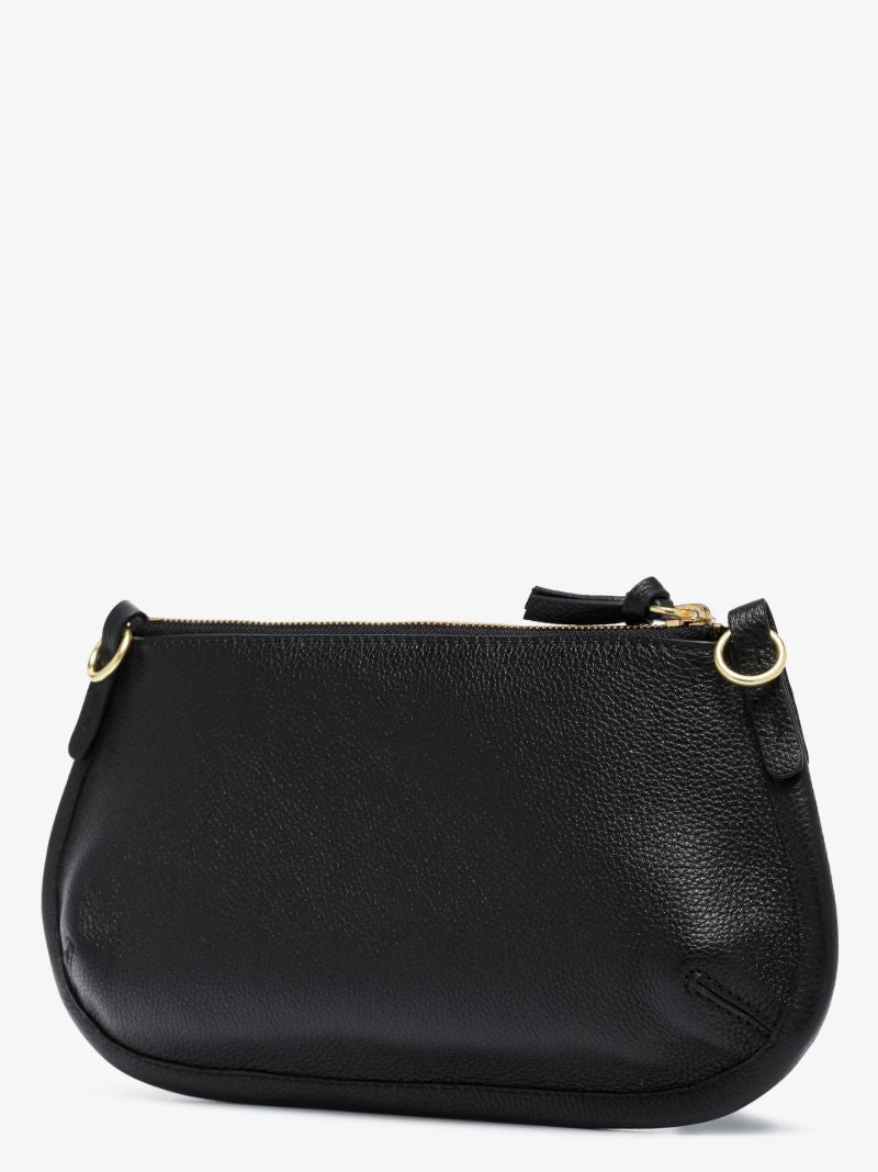 Black Lesly Grained Leather Shoulder Bag