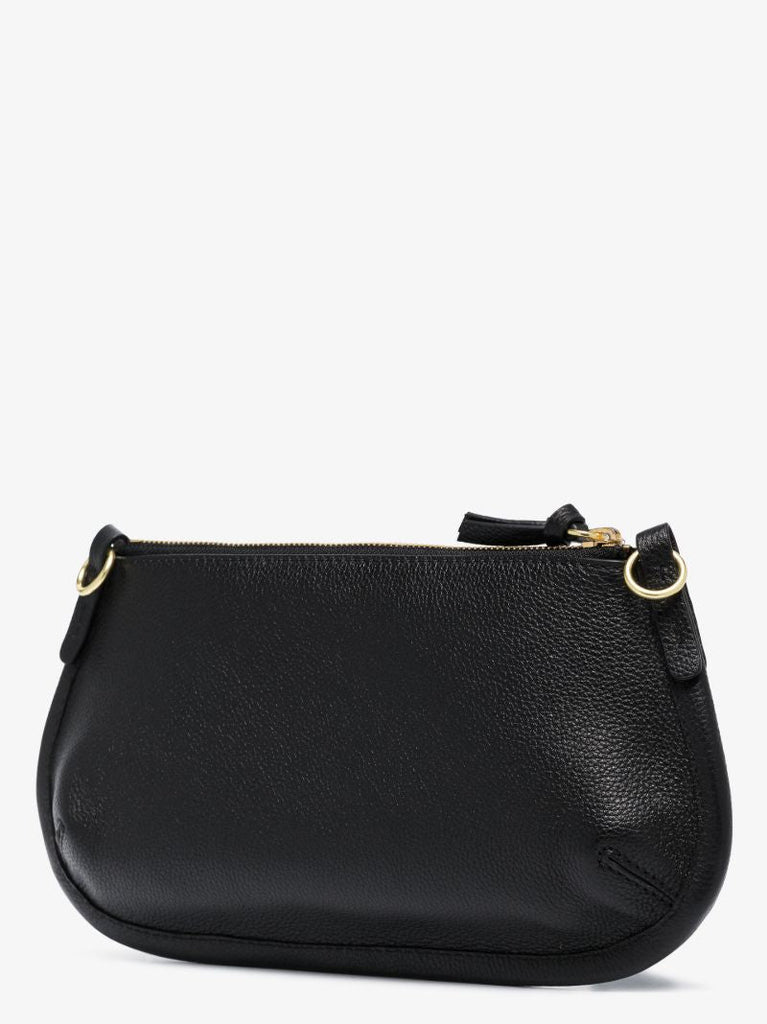 Black Lesly Grained Leather Shoulder Bag