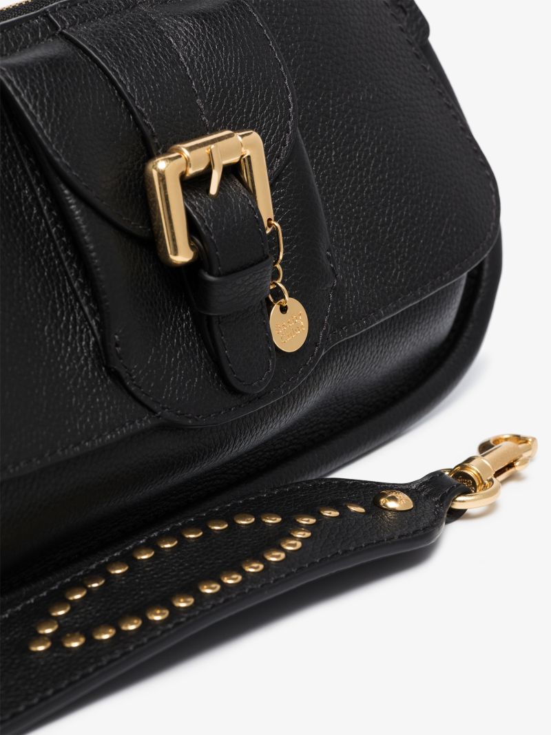 Black Lesly Grained Leather Shoulder Bag