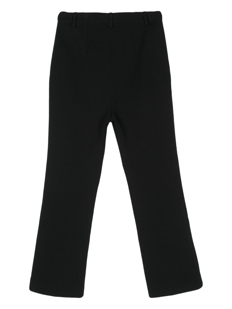 Black Cropped Flared Wool Trousers