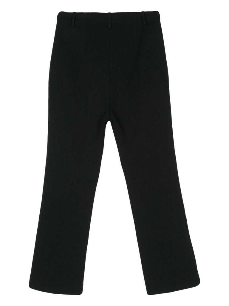 Black Cropped Flared Wool Trousers