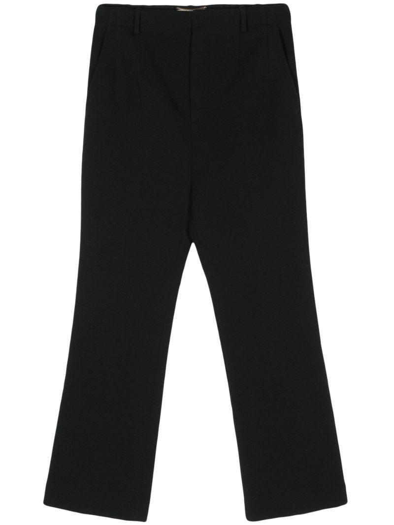 Black Cropped Flared Wool Trousers