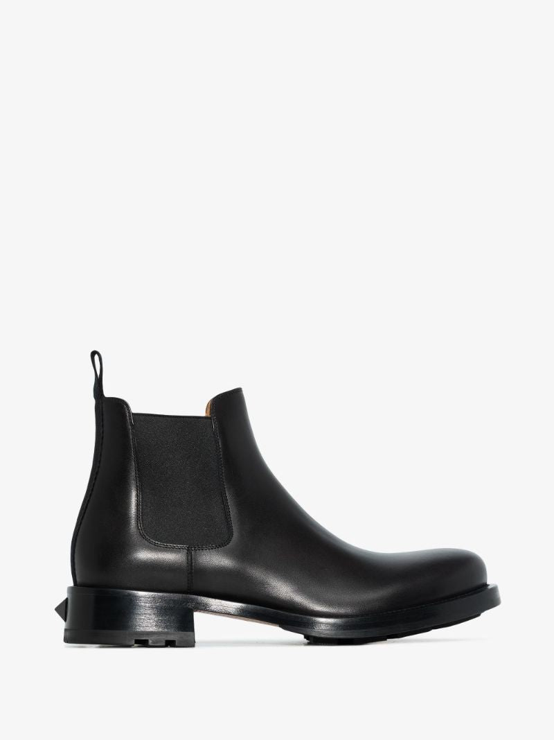 Black Roman Stud Leather Chelsea Boots
