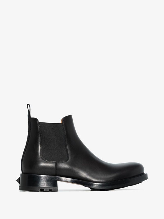 Black Roman Stud Leather Chelsea Boots