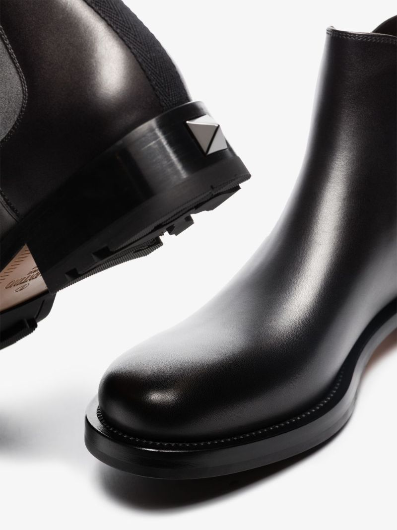 Black Roman Stud Leather Chelsea Boots