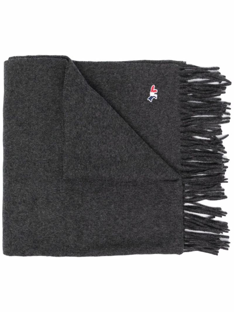 Grey Tricolour Fox Patch Wool Scarf