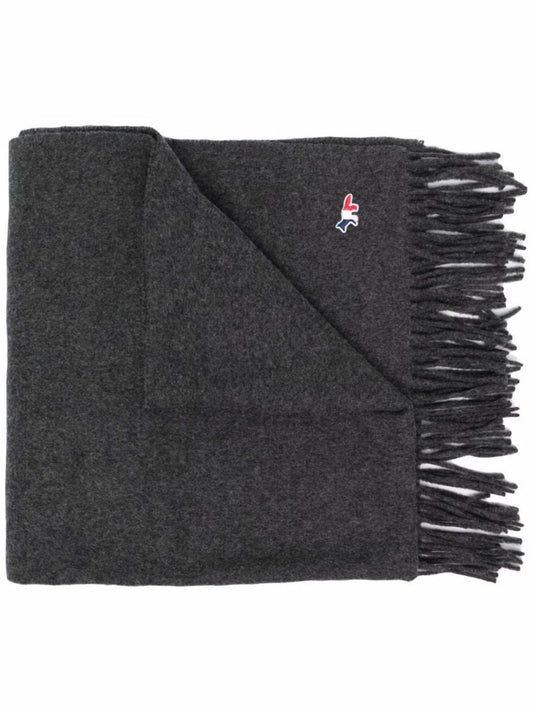 Grey Tricolour Fox Patch Wool Scarf