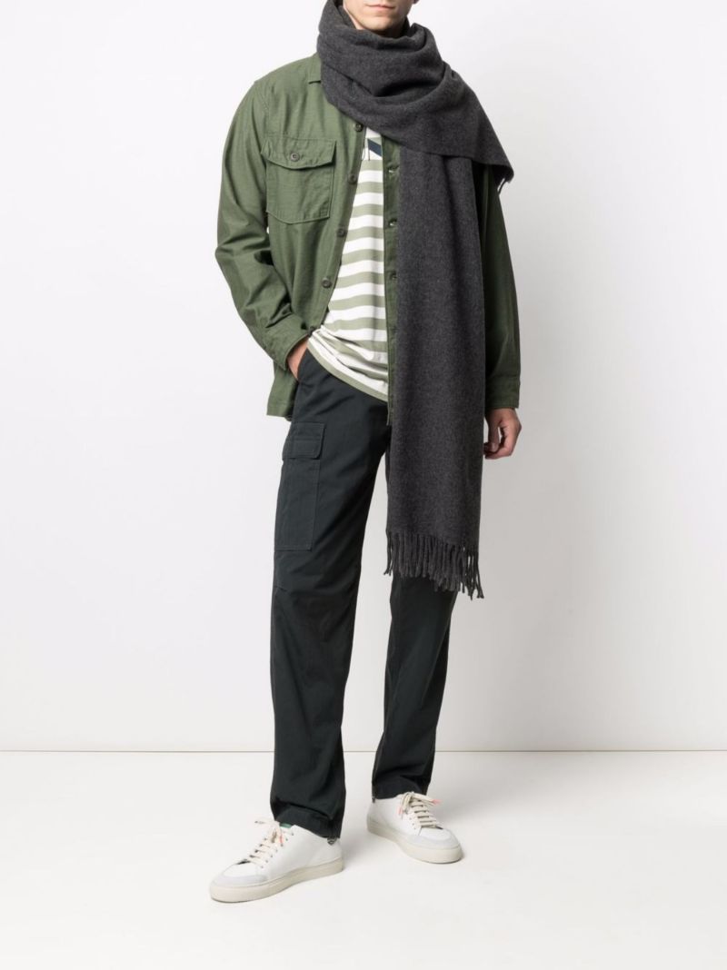 Grey Tricolour Fox Patch Wool Scarf