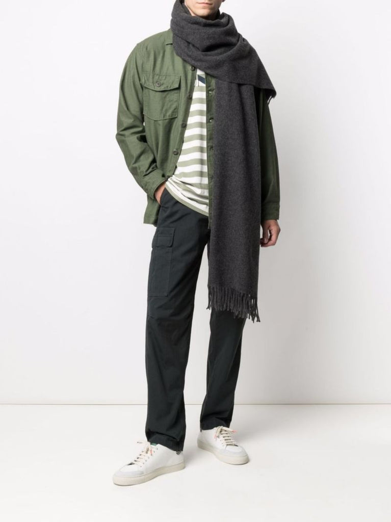 Grey Tricolour Fox Patch Wool Scarf