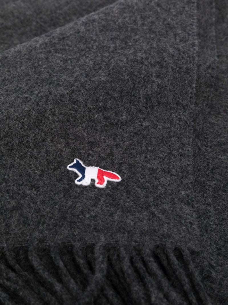 Grey Tricolour Fox Patch Wool Scarf