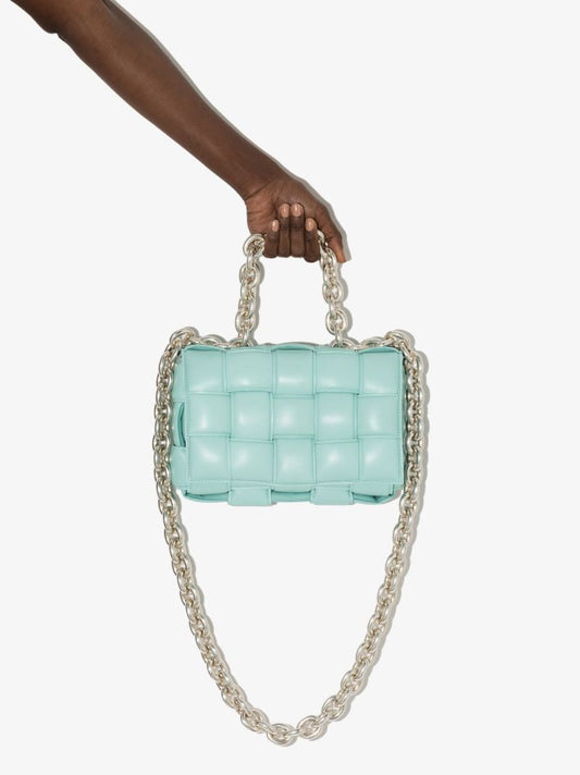 Light Blue the Chain Cassette Leather Shoulder Bag