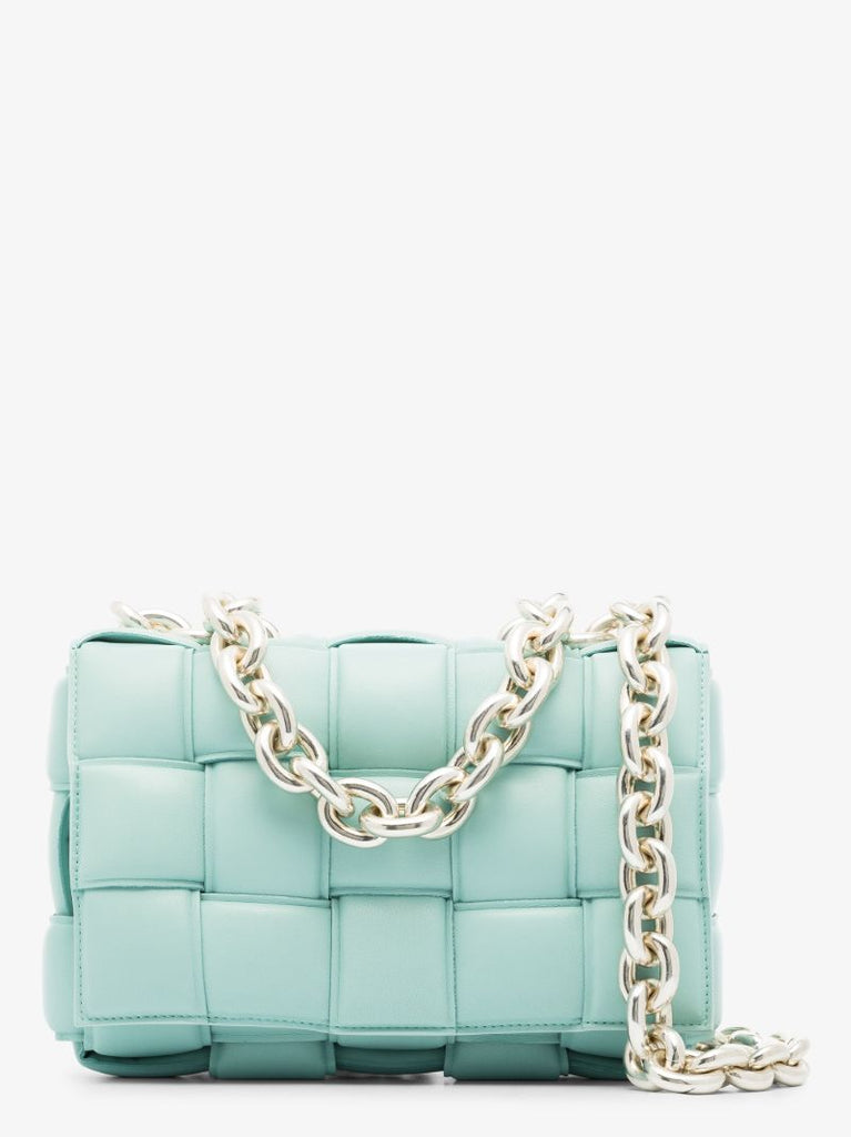 Light Blue the Chain Cassette Leather Shoulder Bag