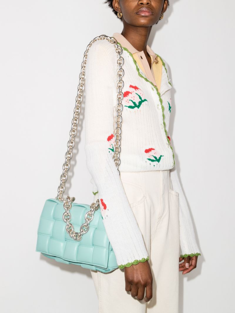 Light Blue the Chain Cassette Leather Shoulder Bag
