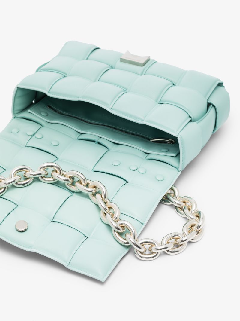 Light Blue the Chain Cassette Leather Shoulder Bag