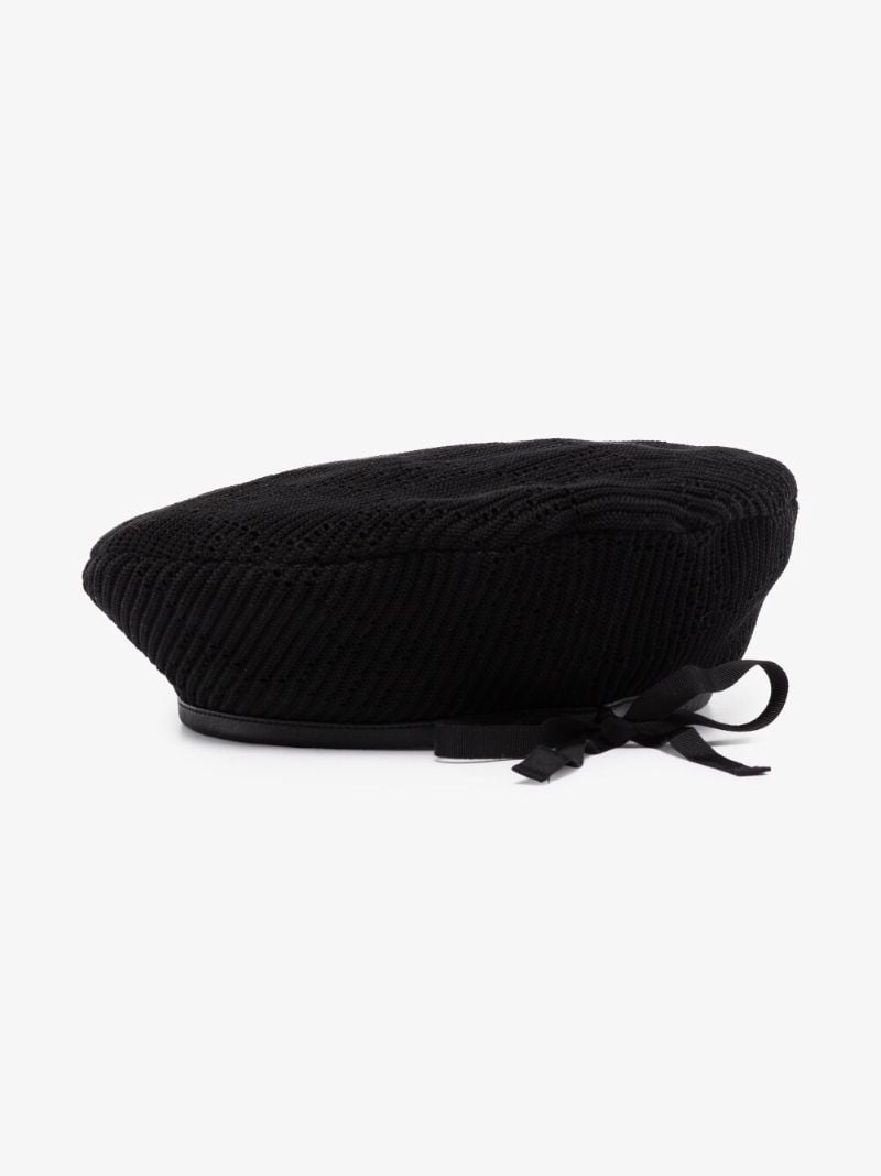 Black Cable Knit Beret