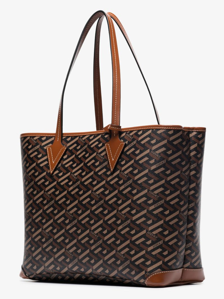 Brown La Greca Signature Tote Bag