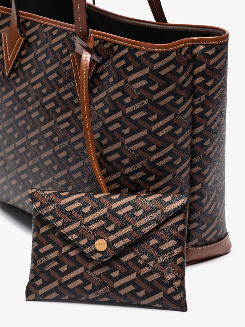 Brown La Greca Signature Tote Bag
