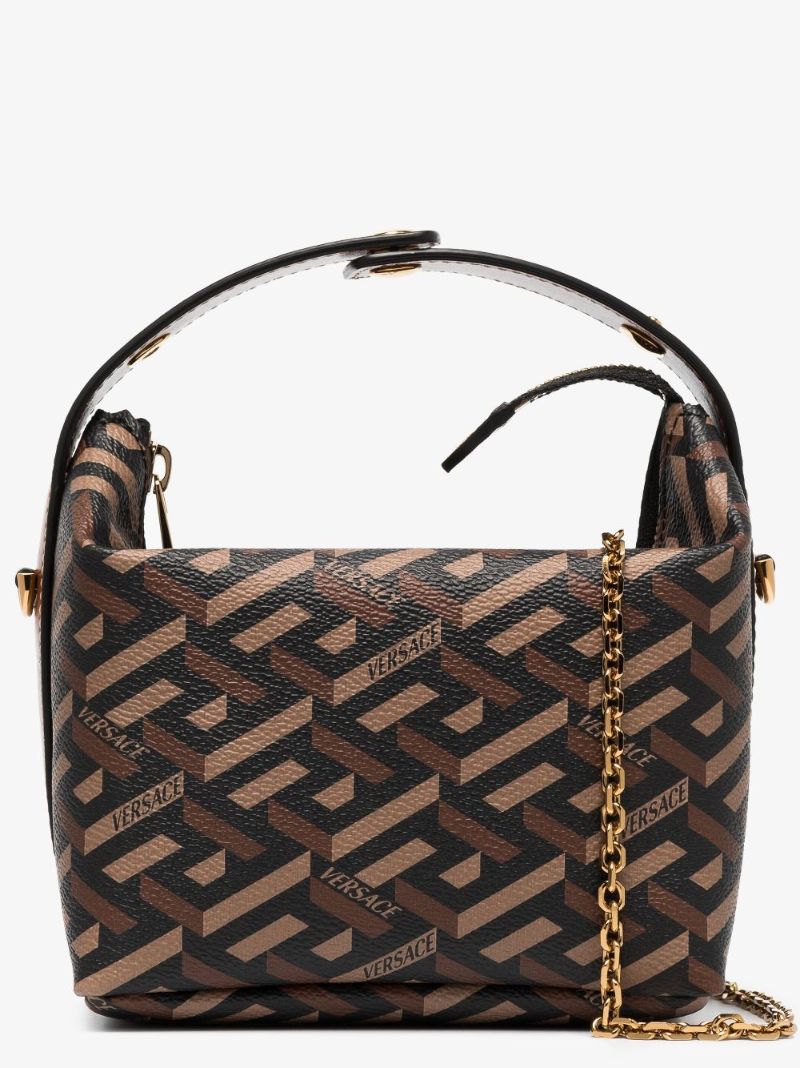 Brown La Greca Signature Leather Mini Bag