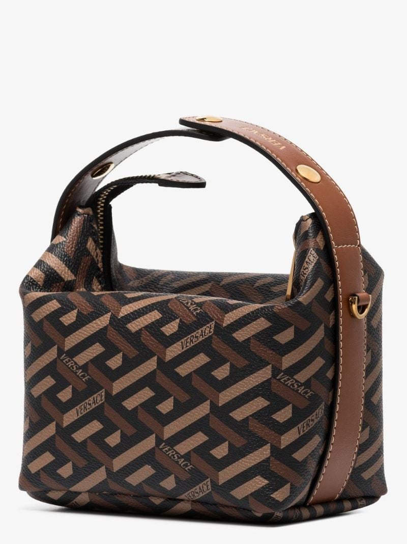 Brown La Greca Signature Leather Mini Bag