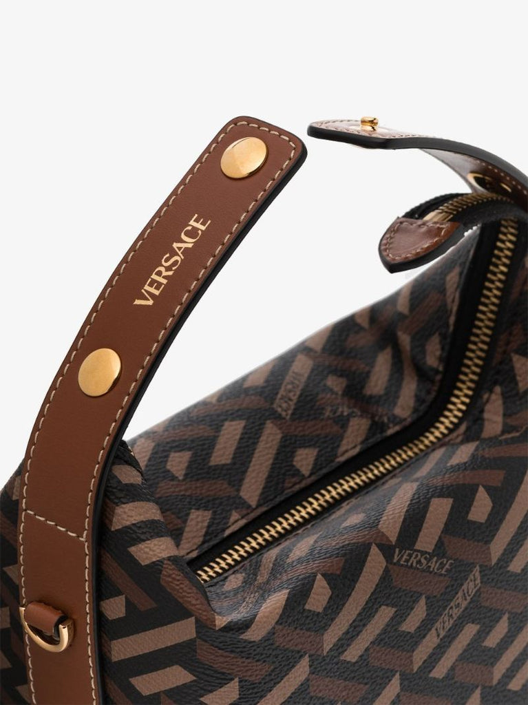 Brown La Greca Signature Leather Mini Bag