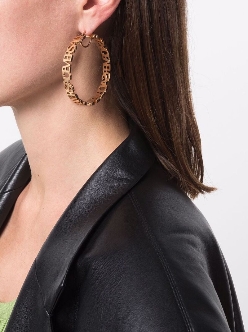 Gold-tone Logo Hoop Earrings