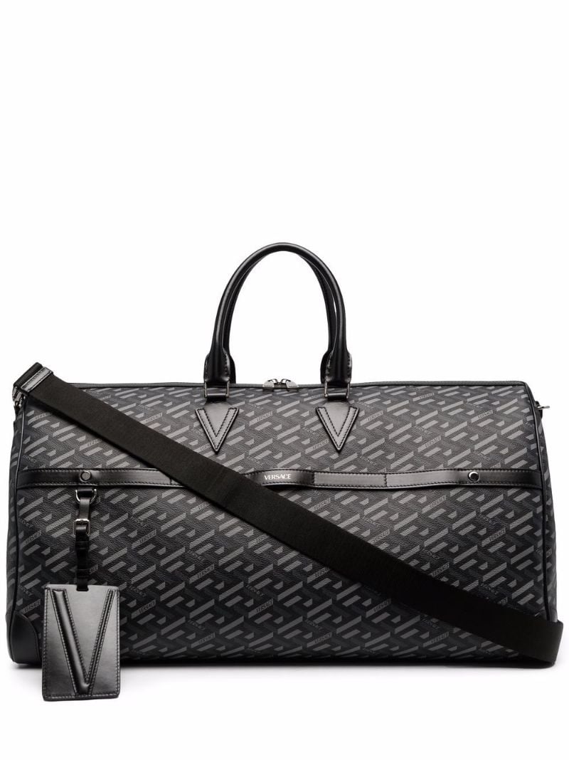Black La Greca Print Weekend Bag
